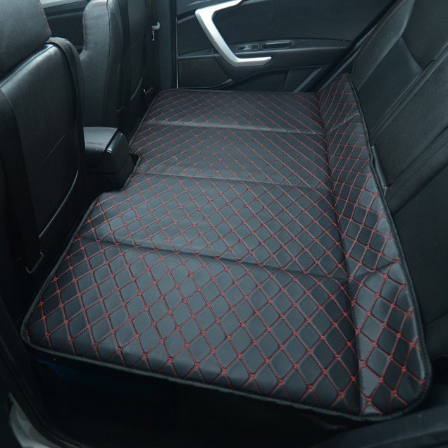 Best Universal Diamond Car Bed - Non-Inflatable Black and Red Stitching Luxury Leather Diamond Car Bed Mattress