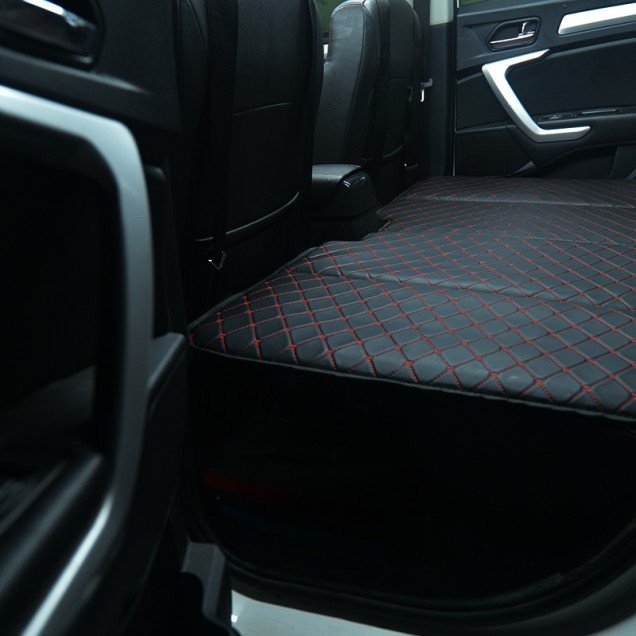 Best Universal Diamond Car Bed - Non-Inflatable Black and Red Stitching Luxury Leather Diamond Car Bed Mattress