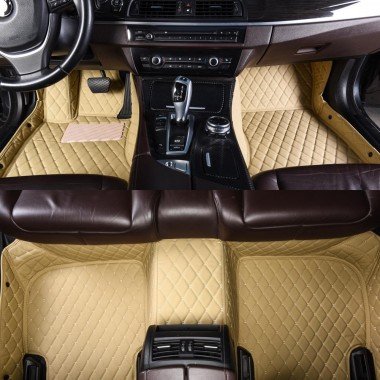Best Beige Luxury Leather Diamond Car Floor Mats