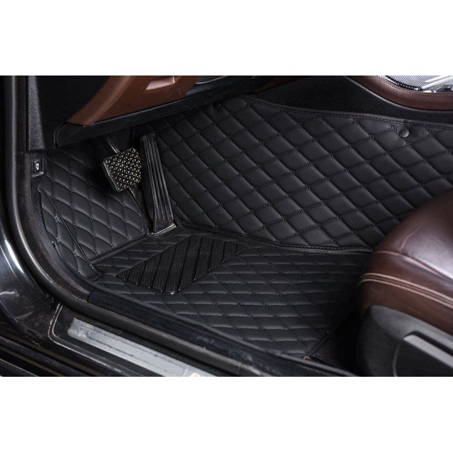 Best Black and Black Stitching Luxury Leather Diamond Car Floor Mats Best Black and Black Stitching Luxury Leather Diamond Car Floor Mats