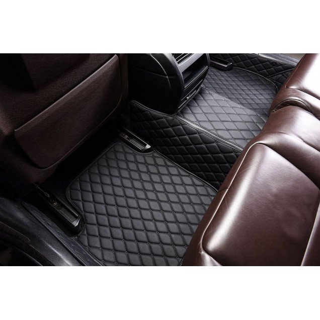 Best Black and Black Stitching Luxury Leather Diamond Car Floor Mats Best Black and Black Stitching Luxury Leather Diamond Car Floor Mats