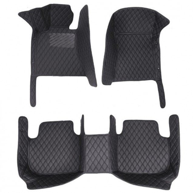 Best Black and Black Stitching Luxury Leather Diamond Car Floor Mats Best Black and Black Stitching Luxury Leather Diamond Car Floor Mats