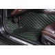 Best Black and Green Stitching Luxury Leather Diamond Car Floor Mats Best Black and Green Stitching Luxury Leather Diamond Car Floor Mats