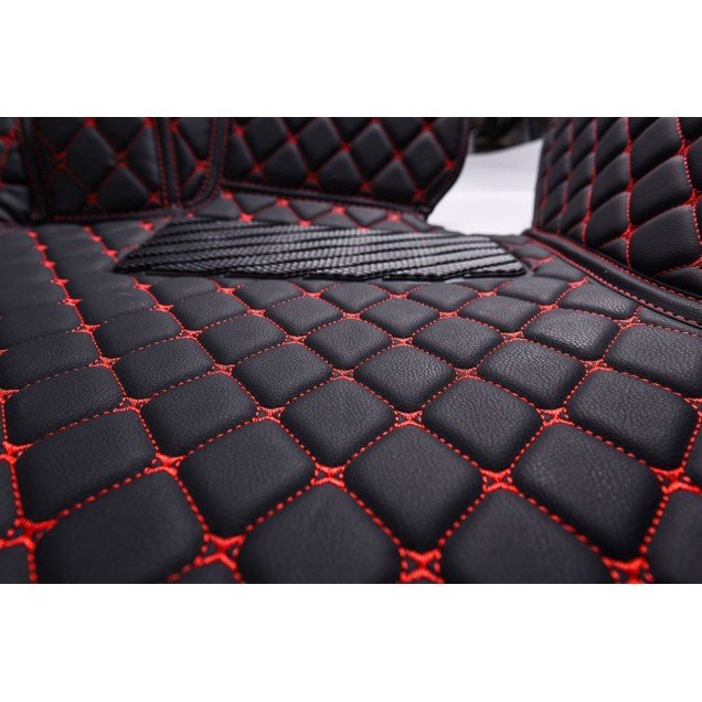 Best Black and Red Stitching Luxury Leather Diamond Car Floor Mats Best Black and Red Stitching Luxury Leather Diamond Car Floor Mats