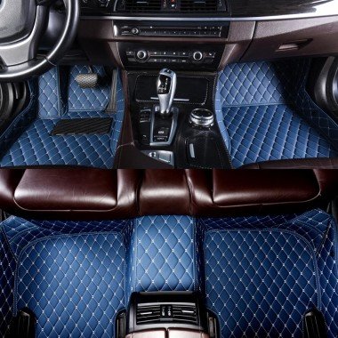 Best Blue Luxury Leather Diamond Car Floor Mats