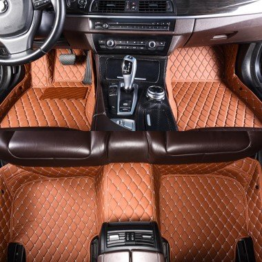 Best Brown Luxury Leather Diamond Car Floor Mats