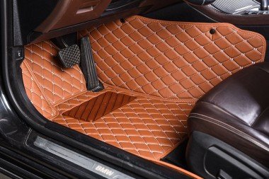 Best Brown Luxury Leather Diamond Car Floor Mats