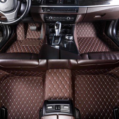 Best Dark Brown Luxury Leather Diamond Car Floor Mats