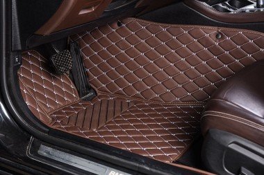 Best Dark Brown Luxury Leather Diamond Car Floor Mats