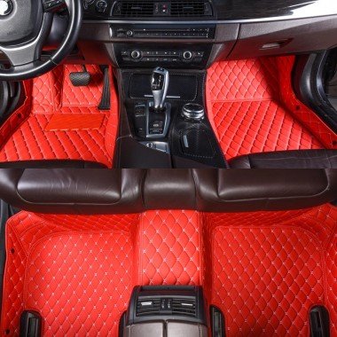 Best Red Luxury Leather Diamond Car Floor Mats