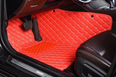 Best Red Luxury Leather Diamond Car Floor Mats