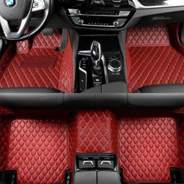 Best Wine Red Luxury Leather Diamond Car Floor Mats