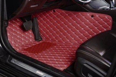 Best Wine Red Luxury Leather Diamond Car Floor Mats
