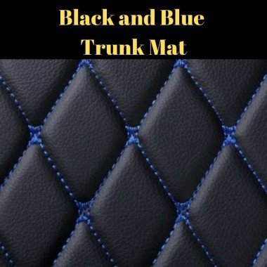 Best Black and Blue Stitching Luxury Leather Diamond Trunk Base Mats