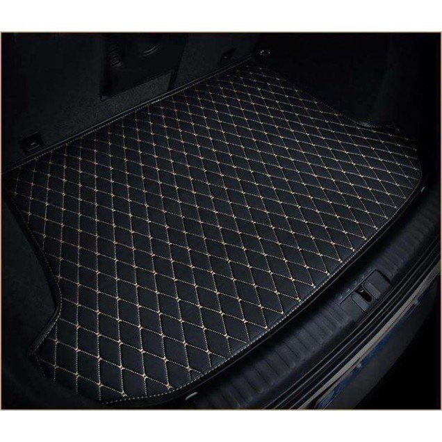 Best Black and White Stitching Luxury Leather Diamond Trunk Base Mats Best Black and White Stitching Luxury Leather Diamond Trunk Base Mats