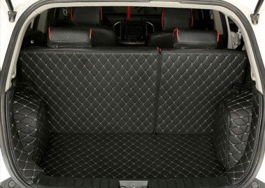 Best Black and Beige Stitching Full Cover Luxury Leather Diamond Trunk Car Floor Mats