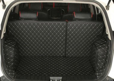 Best Black and White Stitching Full Cover Luxury Leather Diamond Trunk Car Floor Mats