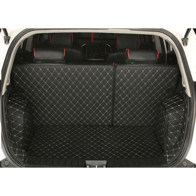 Best Black and White Stitching Full Cover Luxury Leather Diamond Trunk Car Floor Mats Best Black and White Stitching Full Cover Luxury Leather Diamond Trunk Car Floor Mats