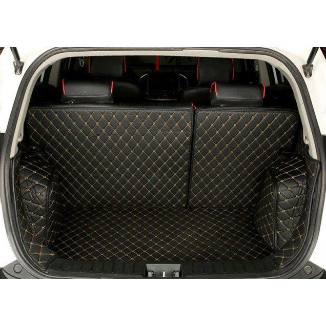 Best Black and Yellow Stitching Full Cover Luxury Leather Diamond Trunk Car Floor Mats Best Black and Yellow Stitching Full Cover Luxury Leather Diamond Trunk Car Floor Mats