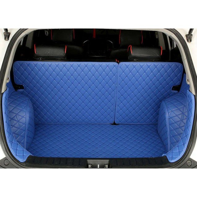 Best Blue Full Cover Luxury Leather Diamond Trunk Car Floor Mats