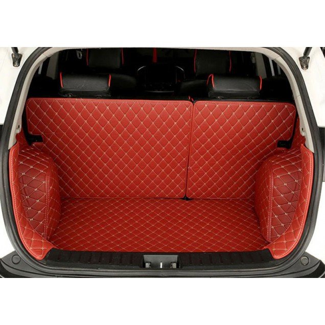 Best Wine Red Full Cover Luxury Leather Diamond Trunk Car Floor Mats