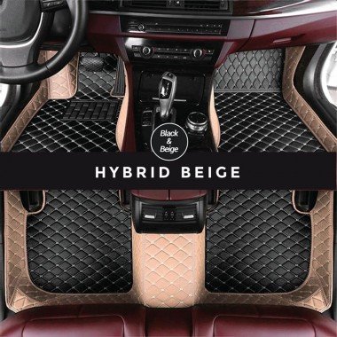 Best Black and Beige Hybrid Mode Premium Diamond Car Floor Mats