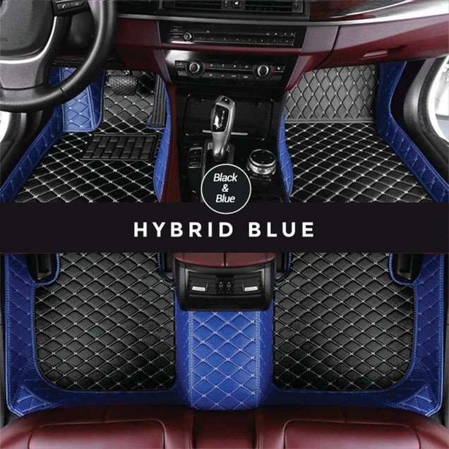 Best Black and Blue Hybrid Mode Premium Diamond Car Floor Mats Best Black and Blue Hybrid Mode Premium Diamond Car Floor Mats