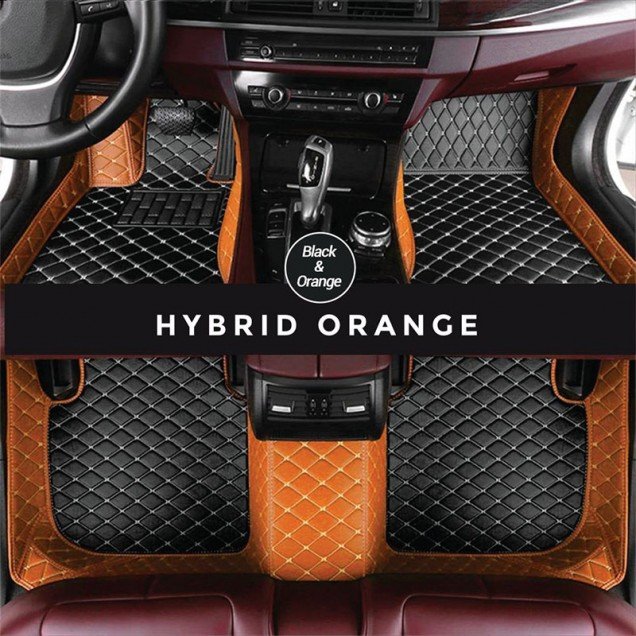Best Black and Orange Hybrid Mode Premium Diamond Car Floor Mats Best Black and Orange Hybrid Mode Premium Diamond Car Floor Mats