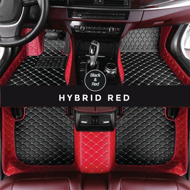 Best Black and Red Hybrid Mode Premium Diamond Car Floor Mats