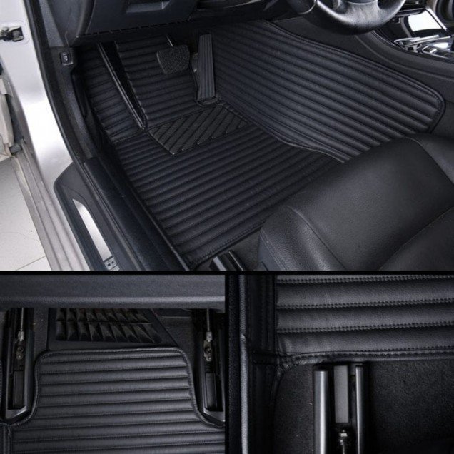 Best Black Luxury Leather Stripe Car Floor Mats Best Black Luxury Leather Stripe Car Floor Mats