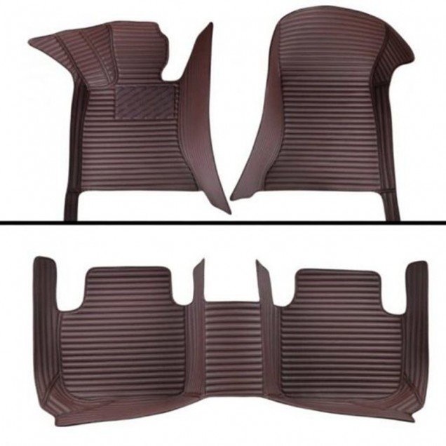 Best Dark Brown Luxury Leather Stripe Car Floor Mats Best Dark Brown Luxury Leather Stripe Car Floor Mats