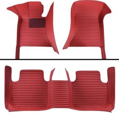 Best Maroon Luxury Leather Stripe Car Floor Mats