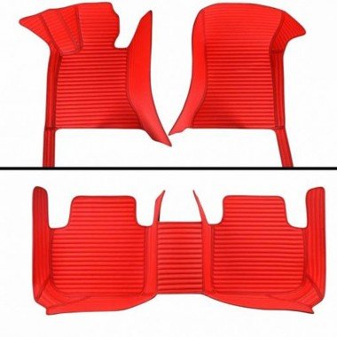 Best Red Luxury Leather Stripe Car Floor Mats