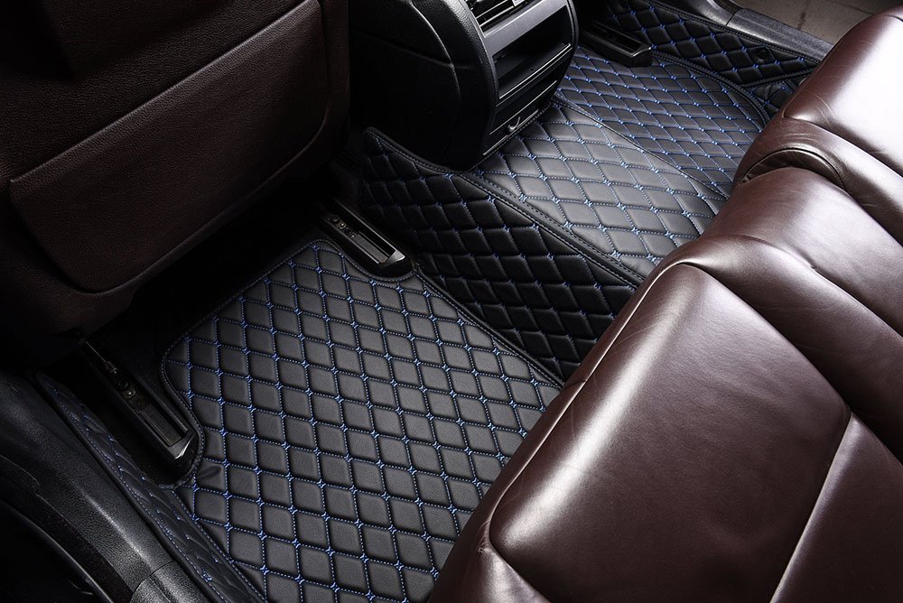 Best Black and Blue Stitching Custom Diamond Car Mats