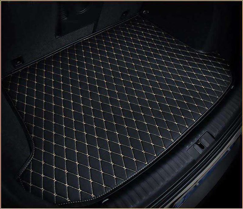 Best Black and Beige Stitching Luxury Leather Diamond Trunk Base Mats