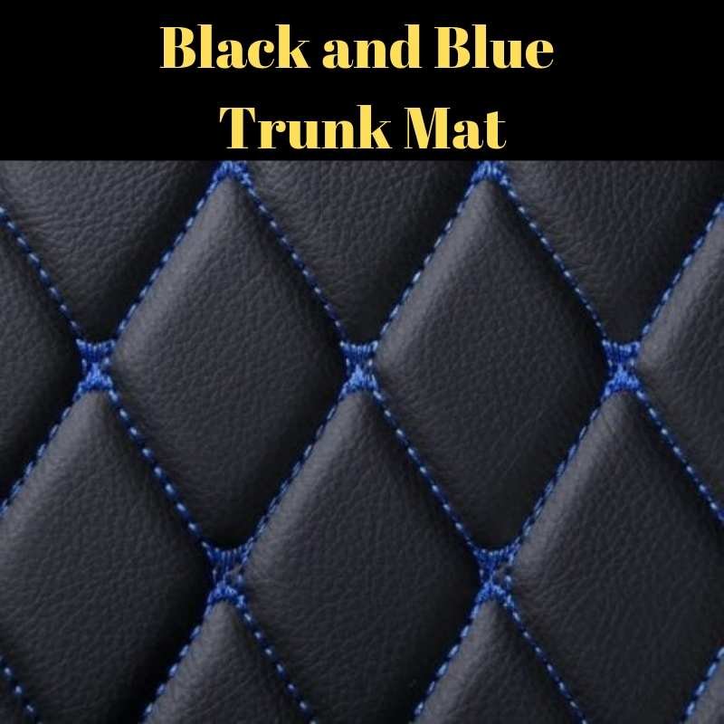 Best Black and Blue Stitching Luxury Leather Diamond Trunk Base Mats