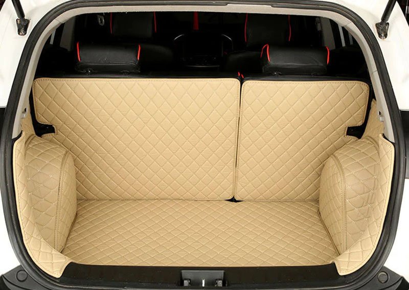 Best Beige Full Cover Luxury Leather Diamond Trunk Car Mats
