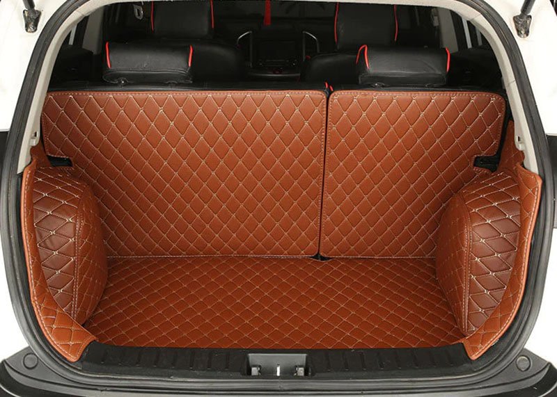 Best Brown Full Cover Luxury Leather Diamond Trunk Car Mats