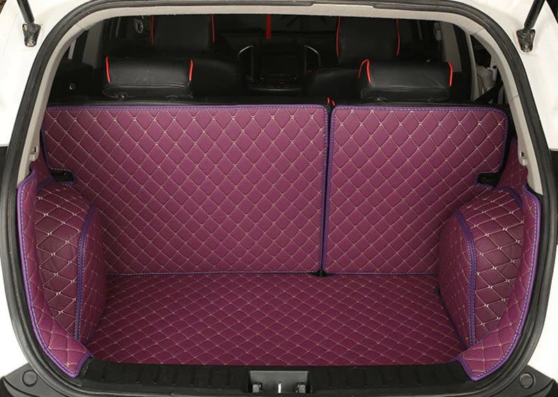 Best Purple Full Cover Luxury Leather Diamond Trunk Car Mats