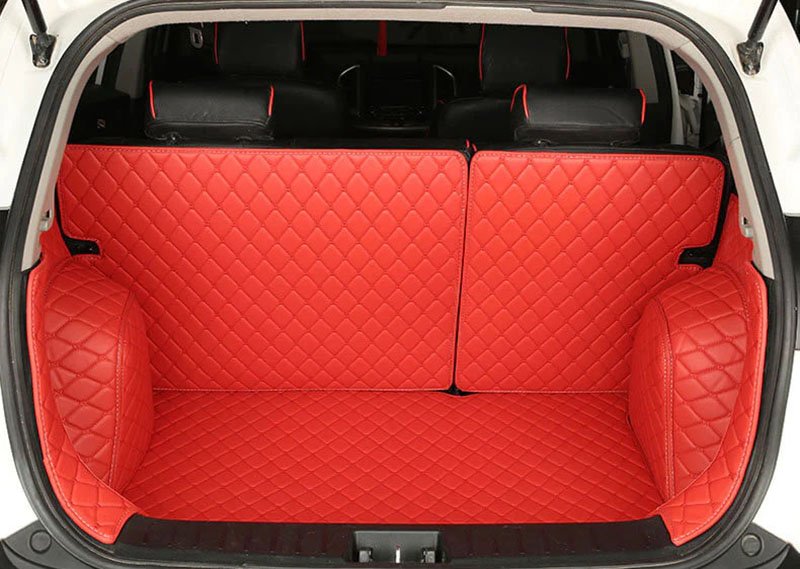 Best Red Full Cover Luxury Leather Diamond Trunk Car Mats