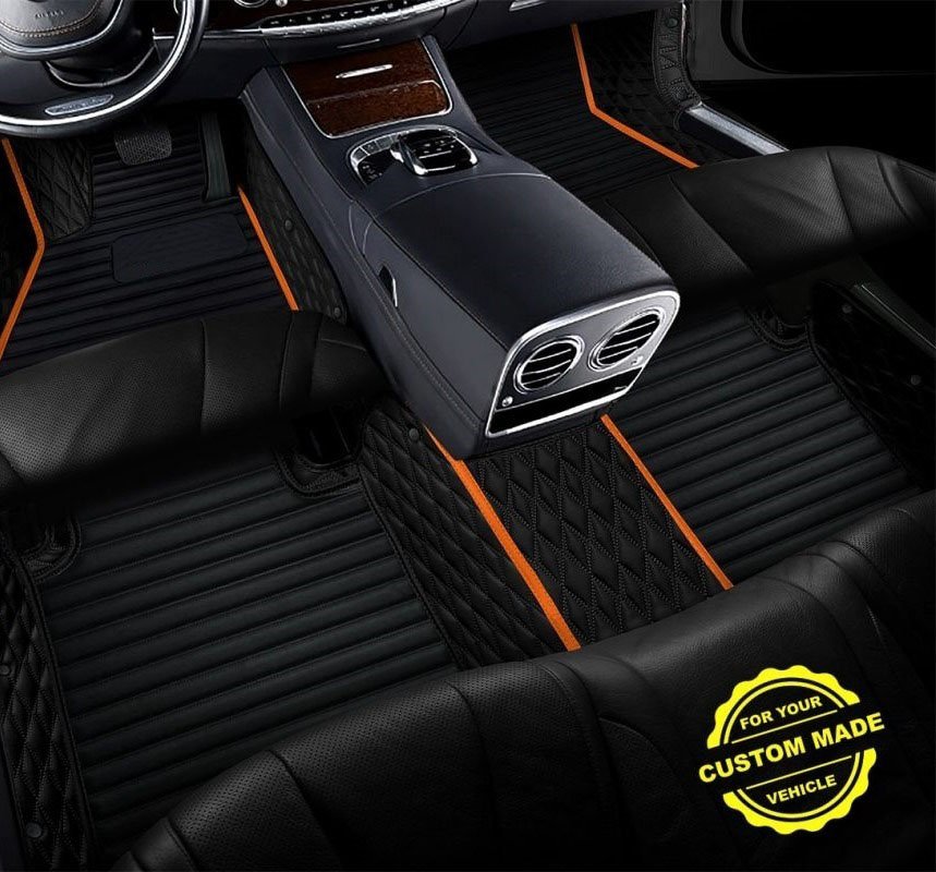 Best Orange Hybrid Line Series Premium Car Mats