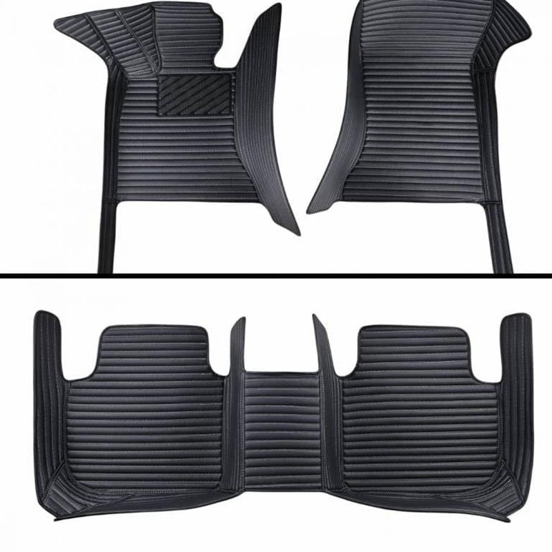 Best Black Luxury Leather Stripe Car Mats