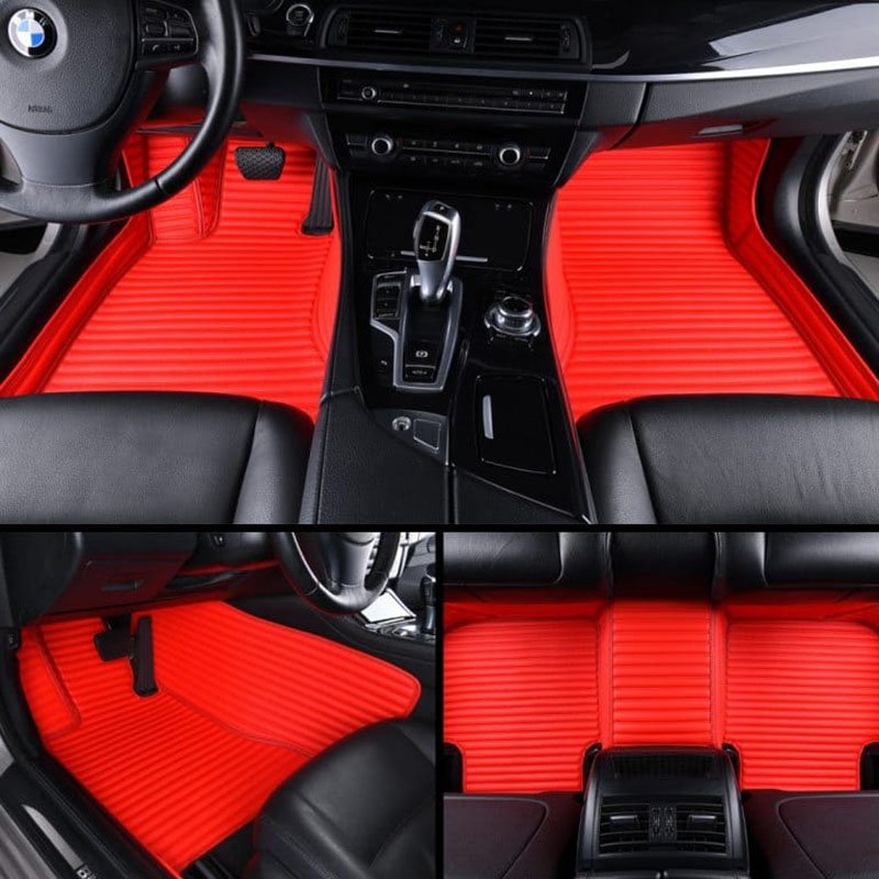Best Red Luxury Leather Stripe Car Mats